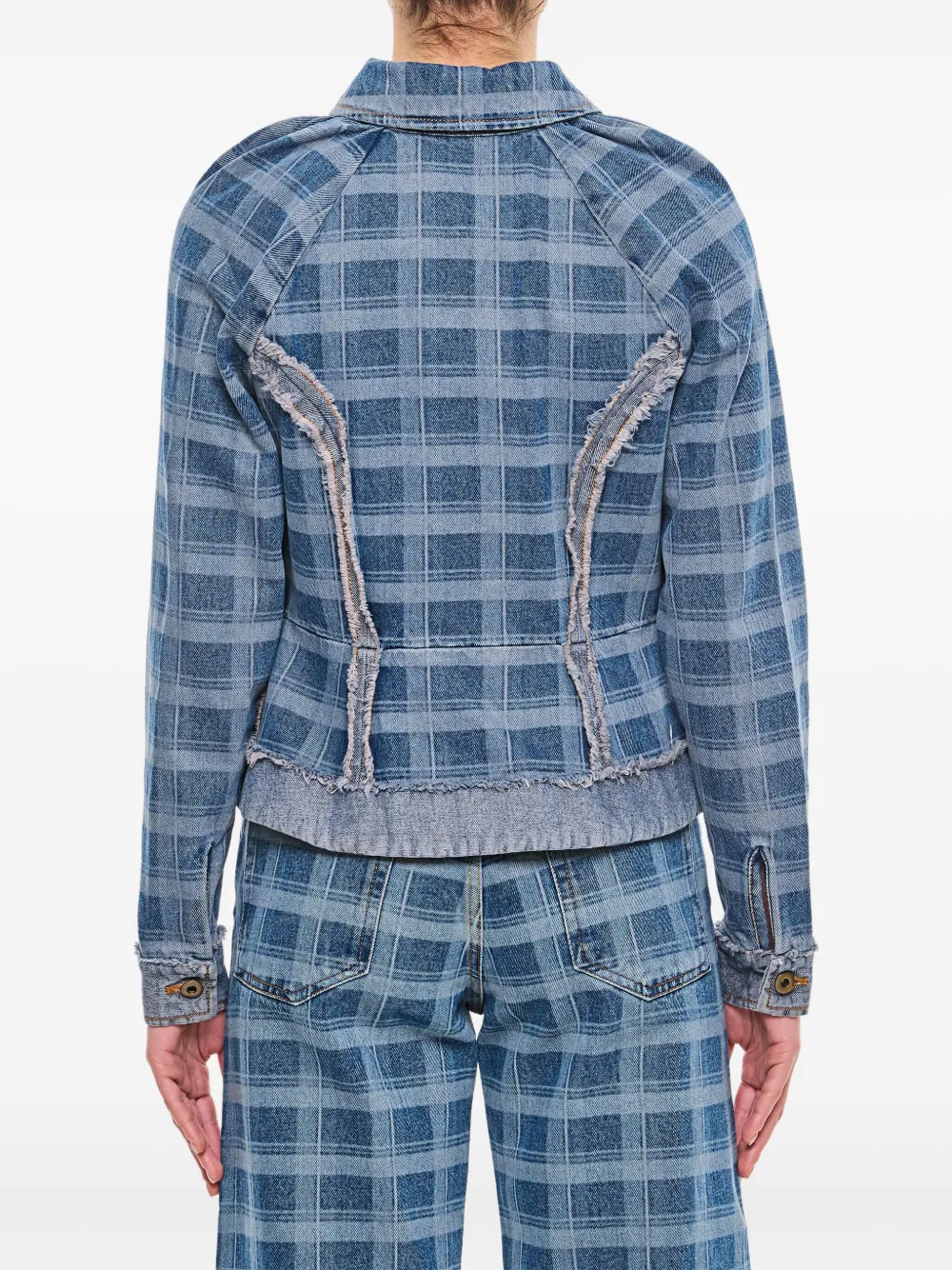 Molly Goddard checked denim jacket BLUE AND GREEN