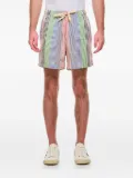 Howlin' striped-pattern seersucker-texture shorts - Green