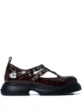 GANNI Butterfly crocodile-effect buckle loafers - Brown