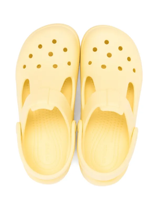 Crocs Kids Classic T Mary Jane Perforated Clogs Yellow FARFETCH