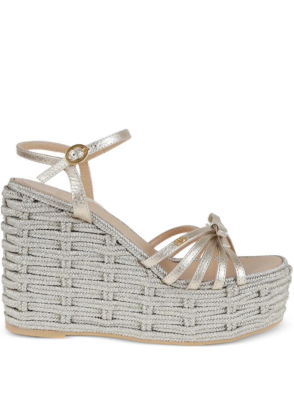Valentino Garavani bow-detail woven espadrille Gold