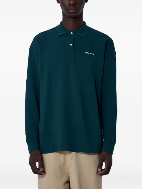 Miu Miu logo-detail long-sleeved polo shirt