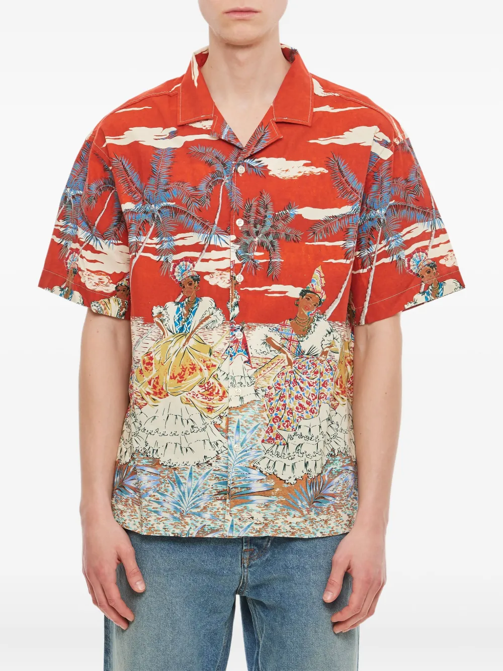 President’S palm-tree print shirt | Red | Image 1