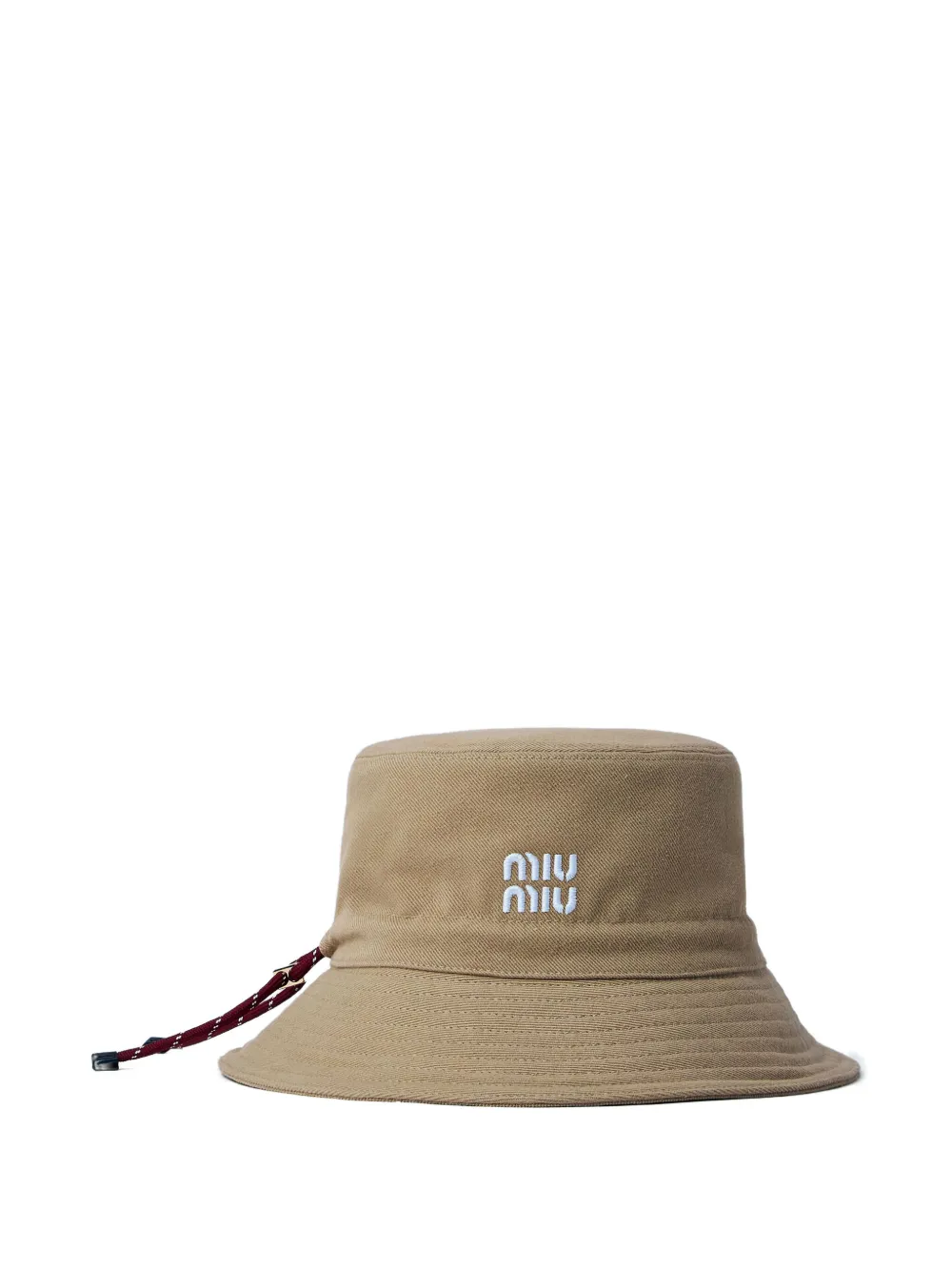 Miu embroidered-logo bucket hat Beige