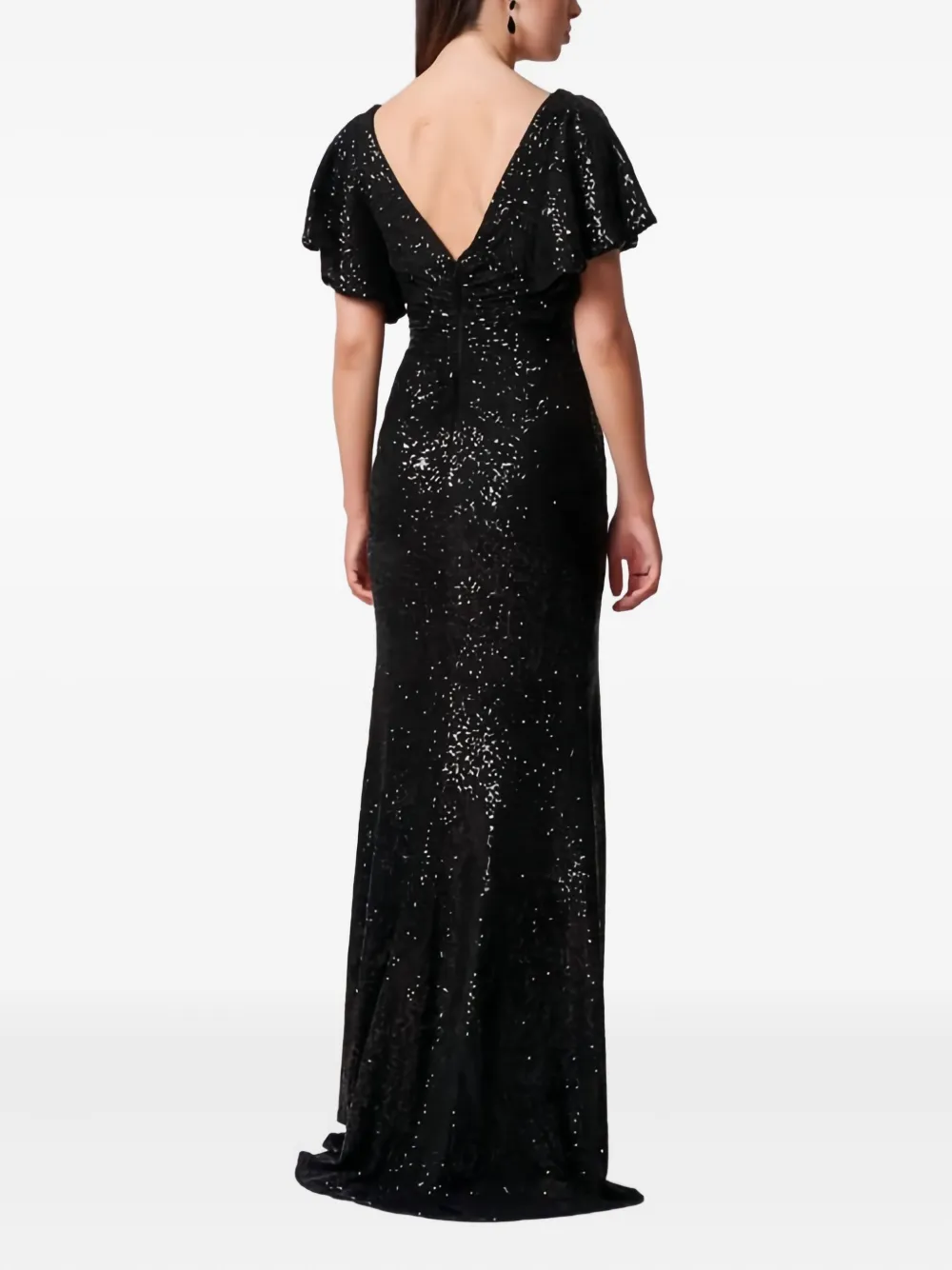Forever Unique Sequined V-neck Maxi Dress In Black