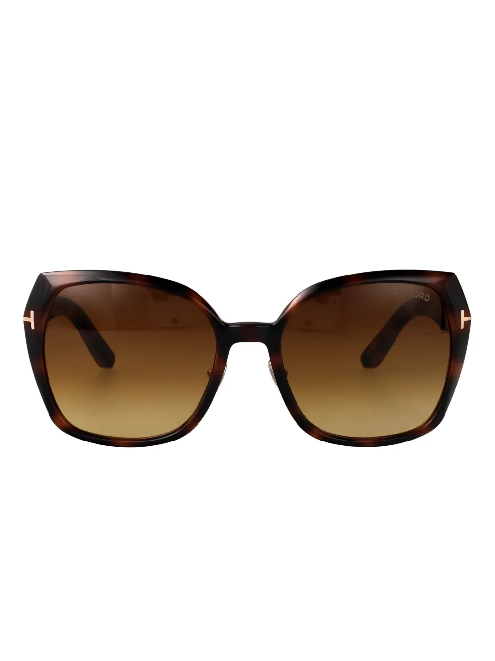 TOM FORD Eyewear Zonnebril met vierkant montuur en schildpadschild design Bruin