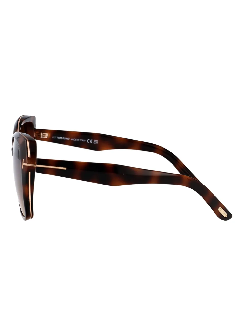 TOM FORD Eyewear Zonnebril met vierkant montuur en schildpadschild design Bruin