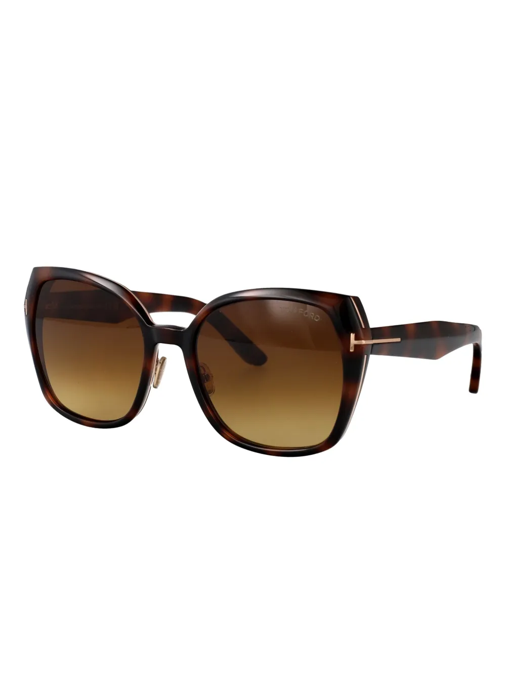 TOM FORD Eyewear Zonnebril met vierkant montuur en schildpadschild design - Bruin
