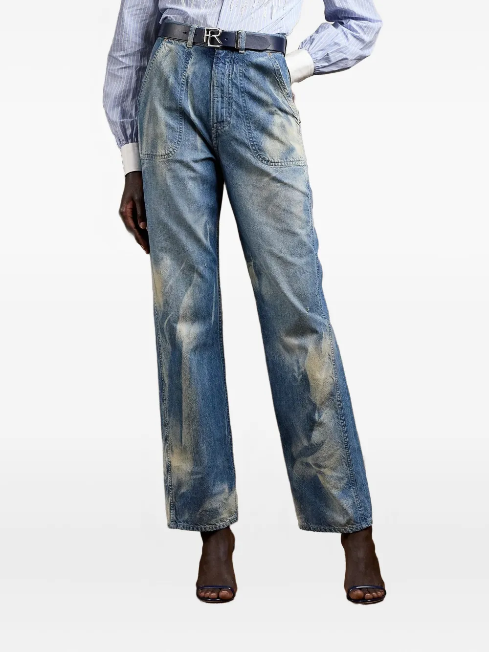 Ralph Lauren Collection Driss faded straight-leg jeans Blauw