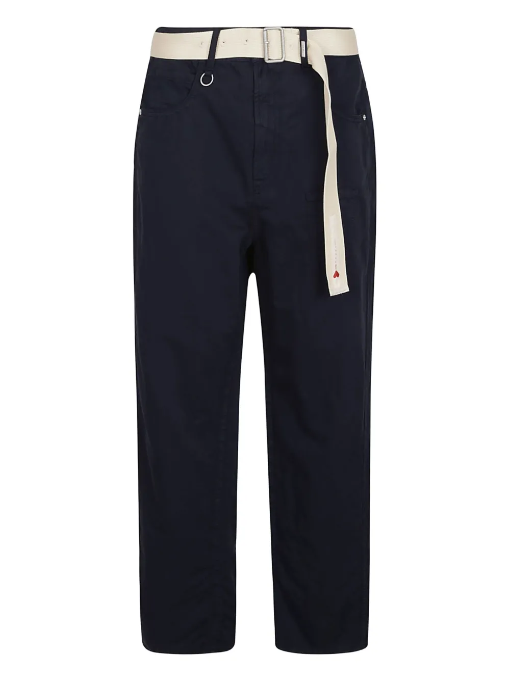 High belted cotton-linen pants - ブルー High belted cotton-linen pants - ブルー