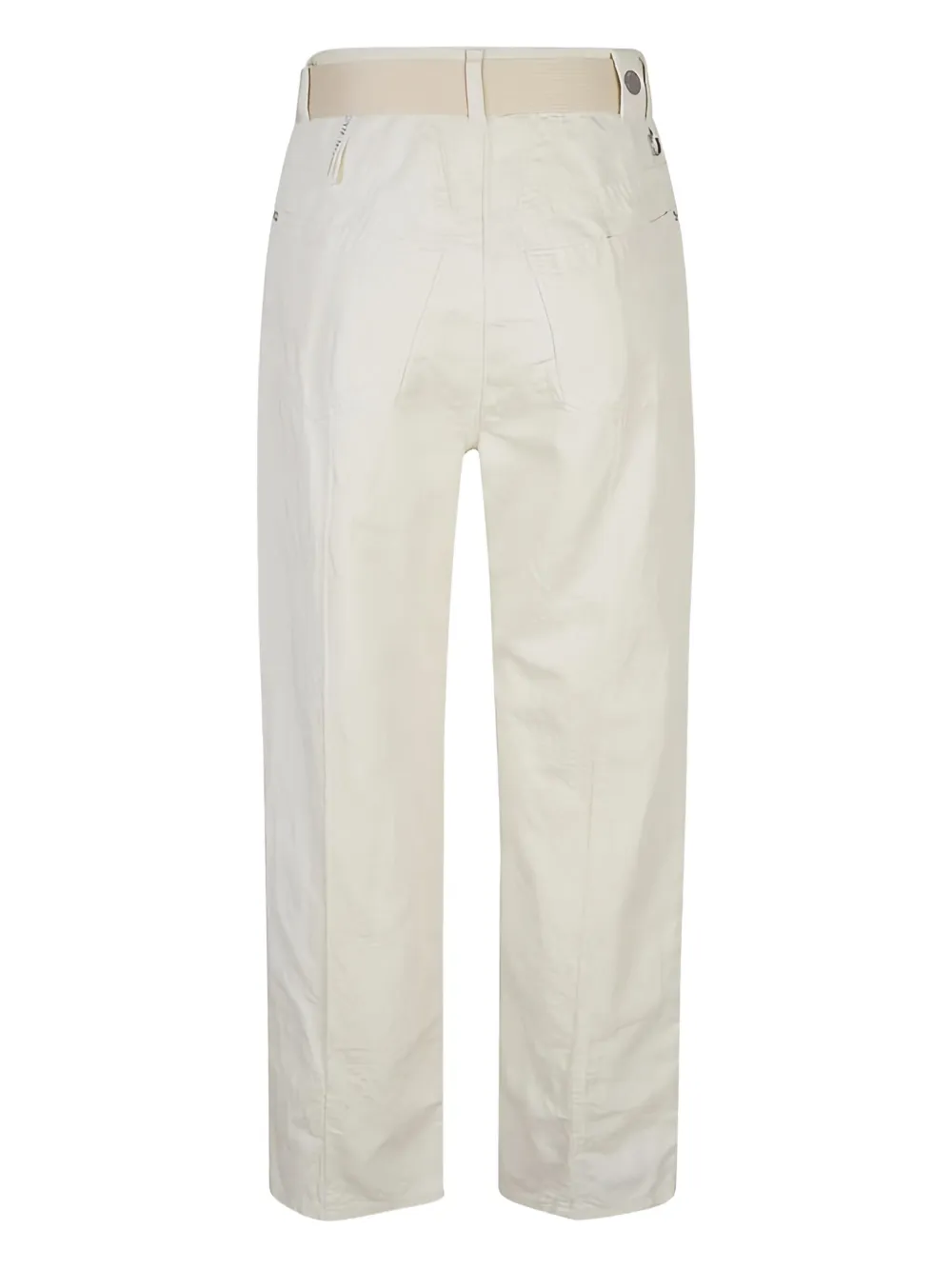 High belted cotton-linen pants - Beige