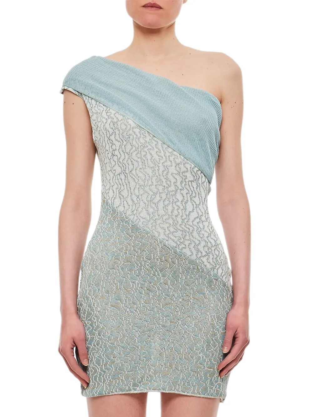 VITELLI one-shoulder textured mini dress | Blue | Image 1