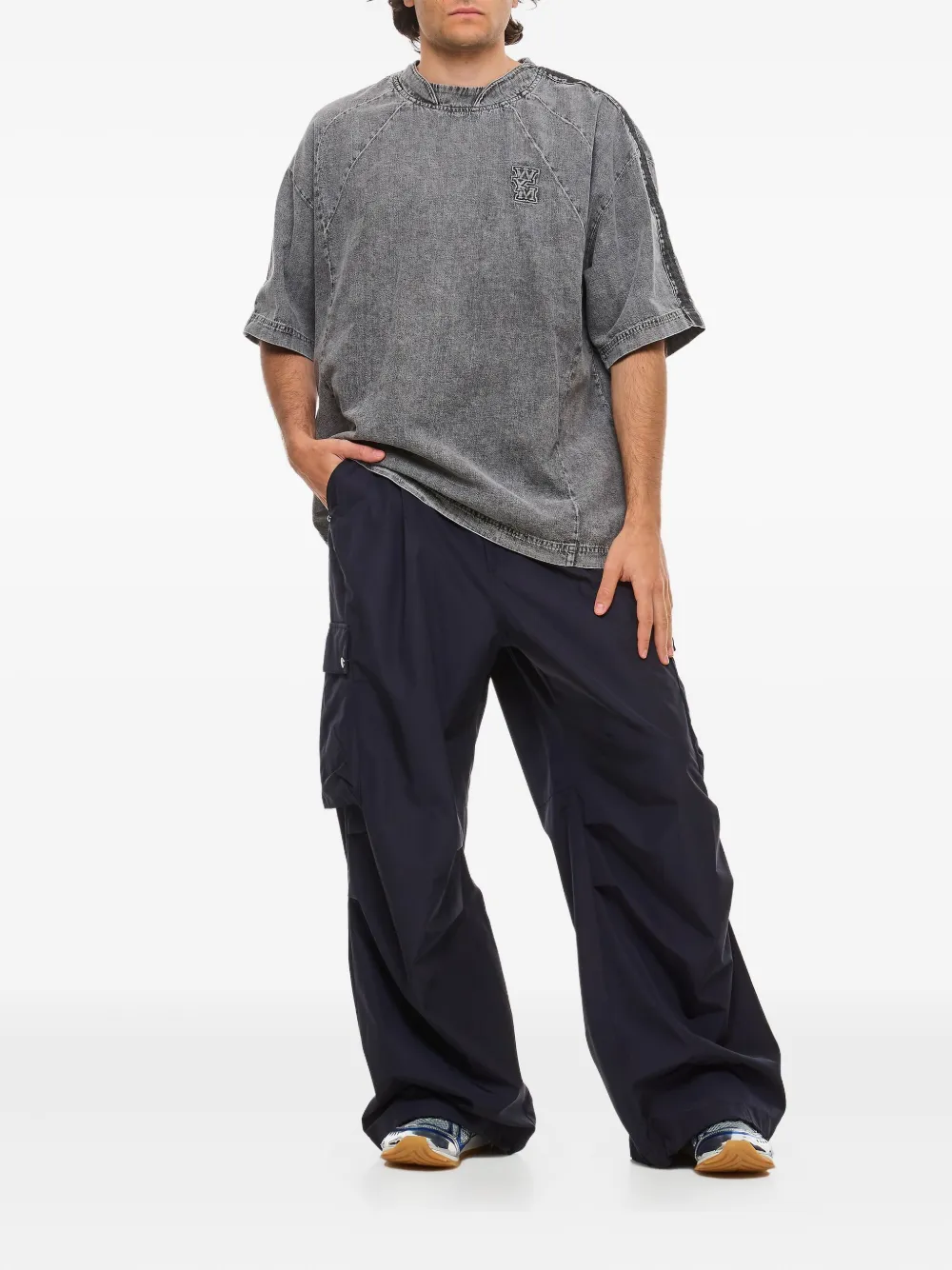 Wooyoungmi Cargo broek met geplooide voorkant - Blauw