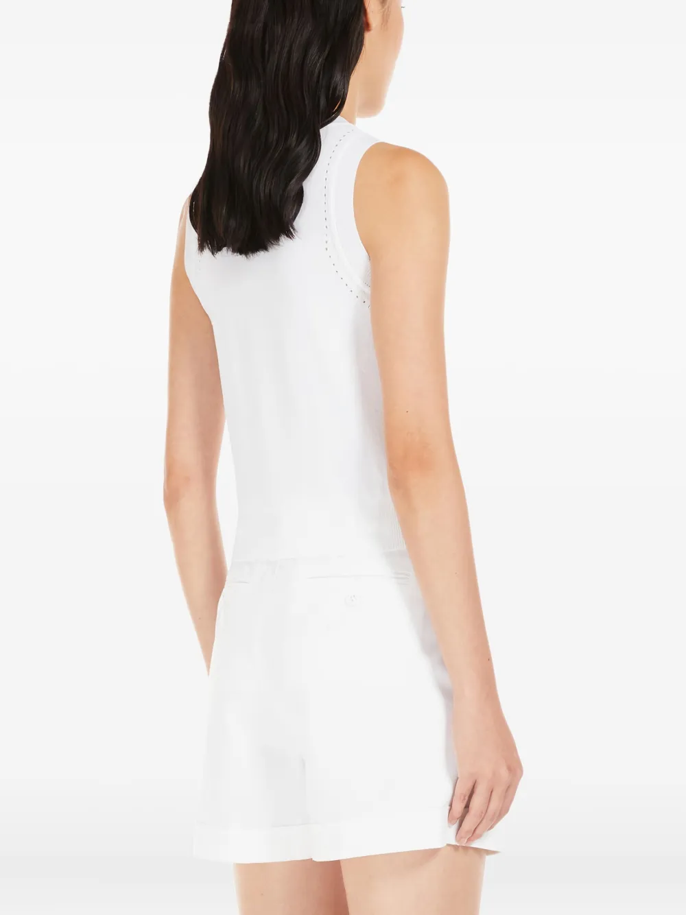 Max Mara Crew-neck Sleeveless Top In Gray