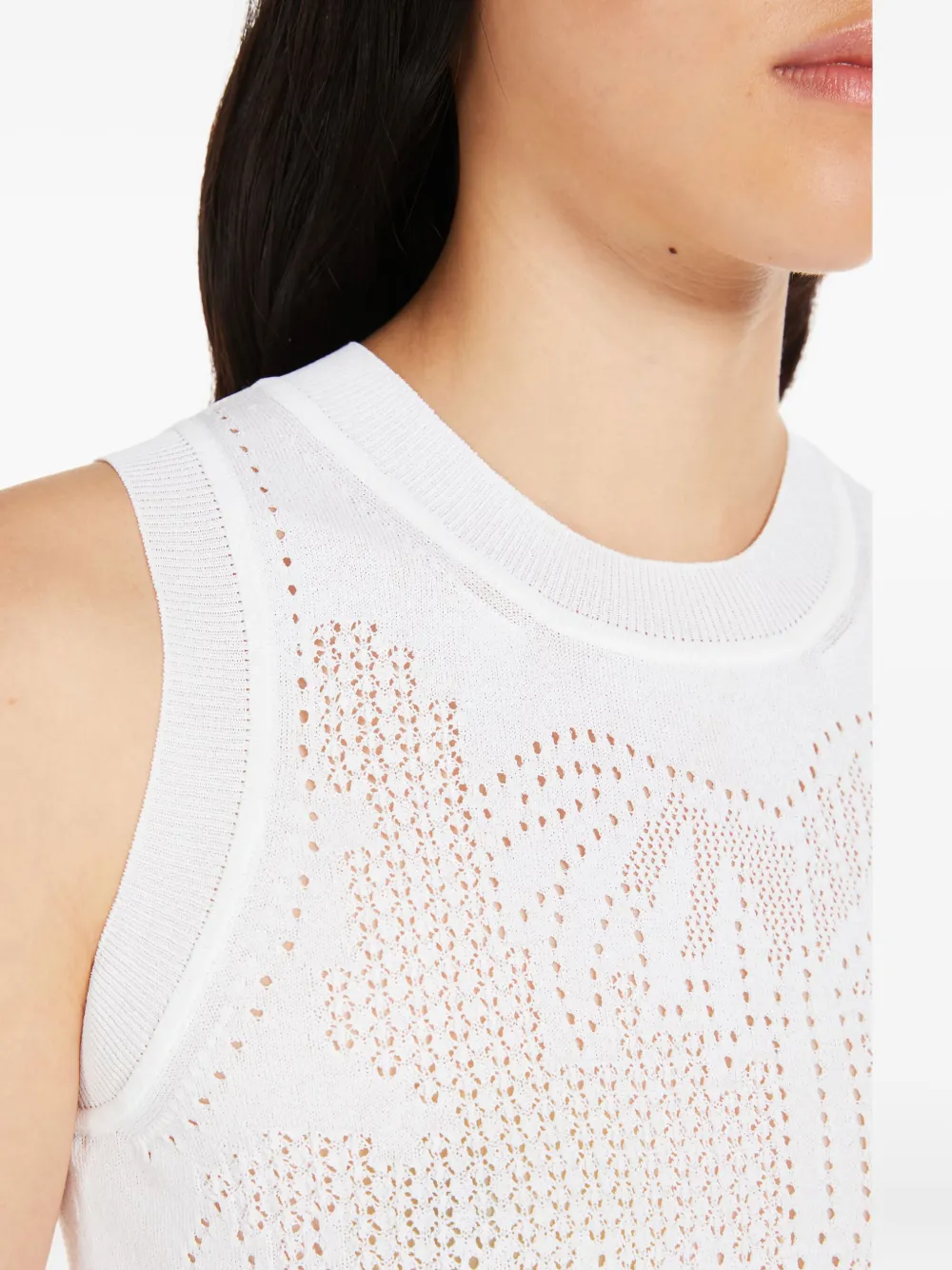 Max Mara Crew-neck Sleeveless Top In Gray