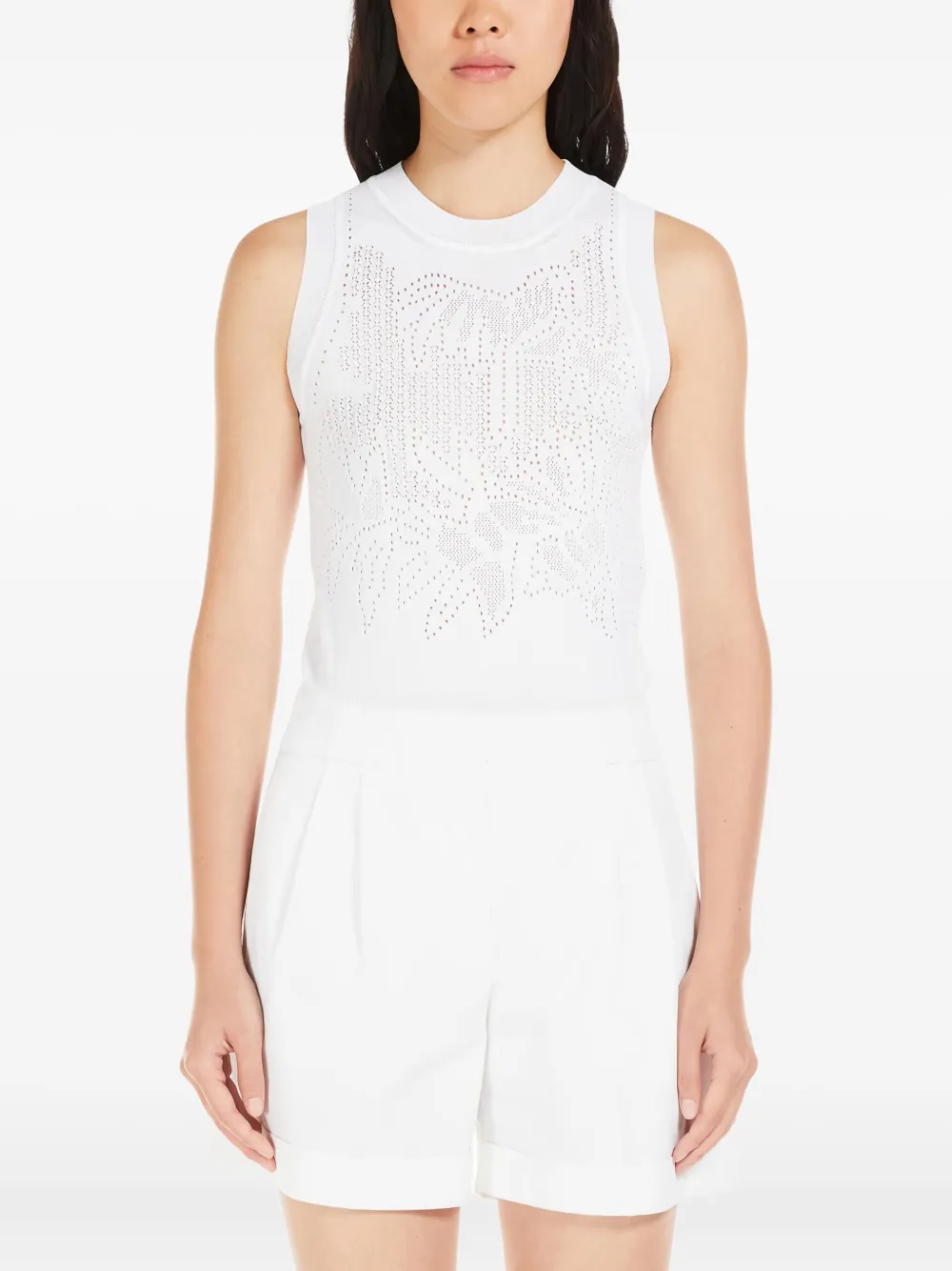 Max Mara Crew-neck Sleeveless Top In Gray