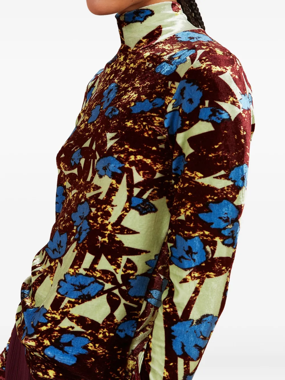 colville embossed-velvet floral top Geel