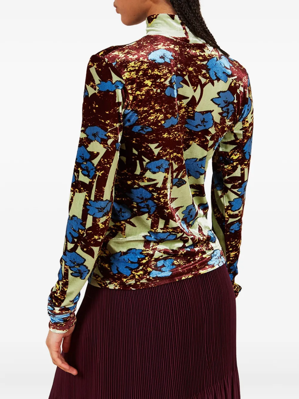colville embossed-velvet floral top Geel