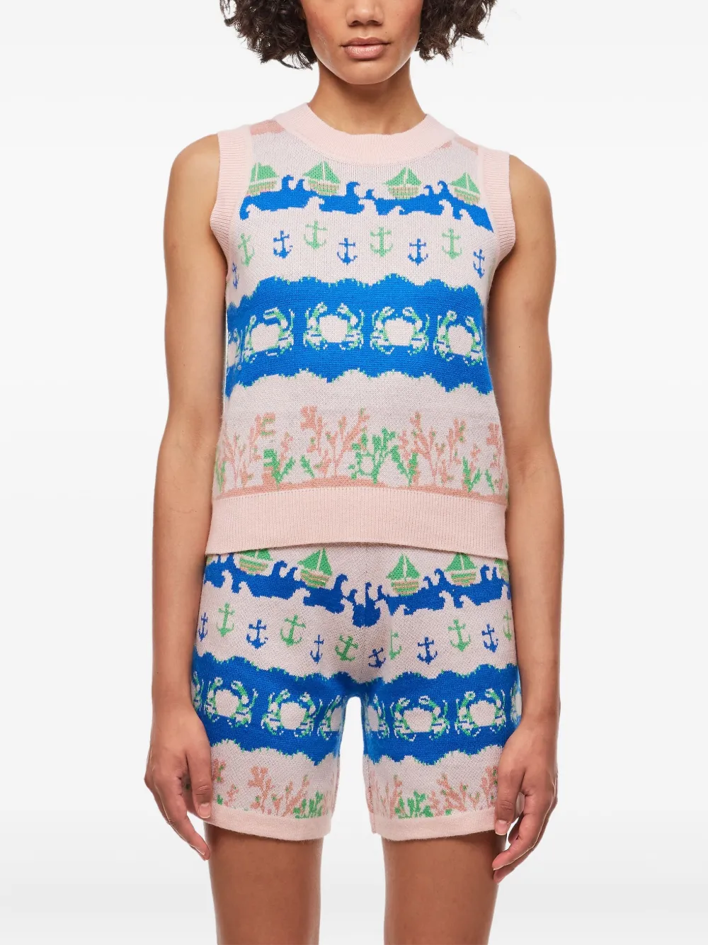 Helmstedt nautical-intarsia vest | Pink | Image 1
