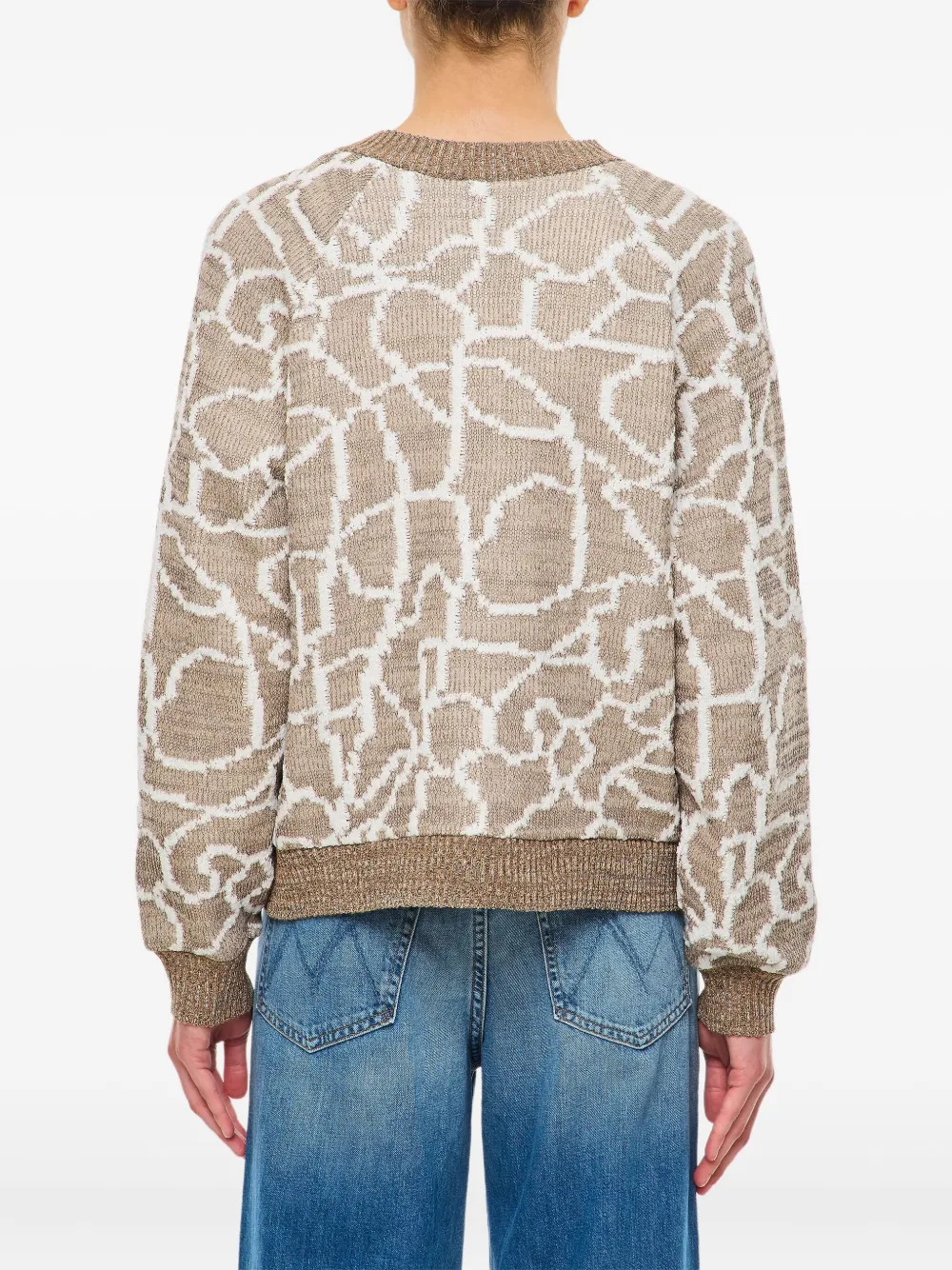 VITELLI Vest met patroon en rits Beige