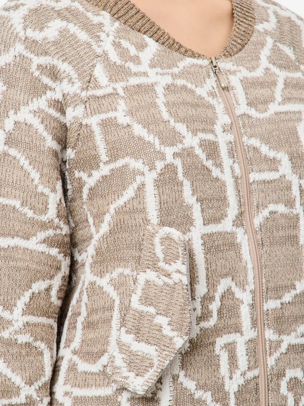 VITELLI Vest met patroon en rits Beige