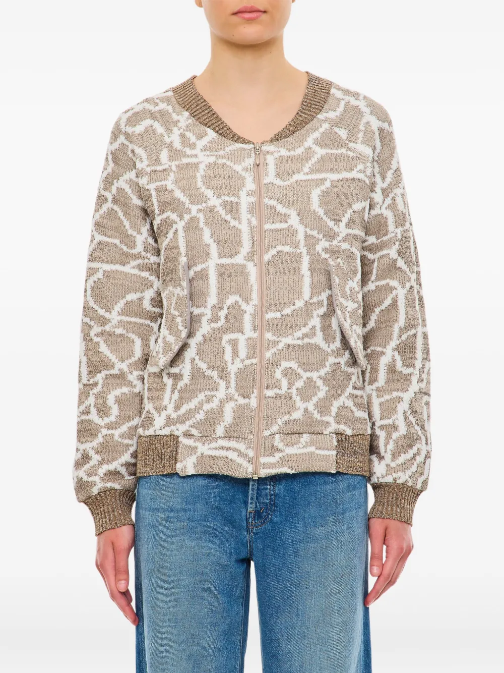 VITELLI patterned zip-front cardigan - ニュートラル VITELLI patterned zip-front cardigan - ニュートラル