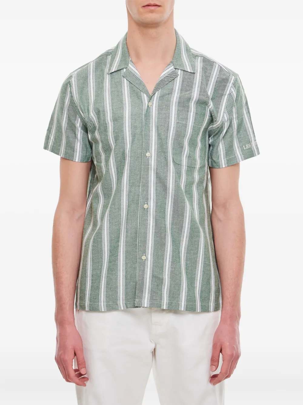 Les Deux striped short-sleeve shirt | Green | Image 1