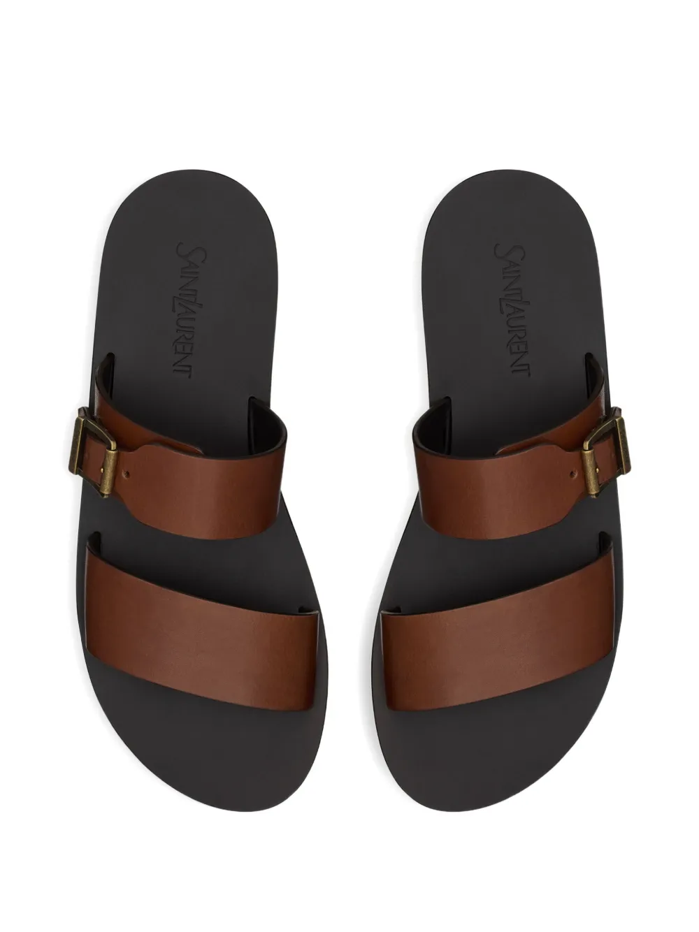 Saint Laurent buckle-fastening leather sandals Brown