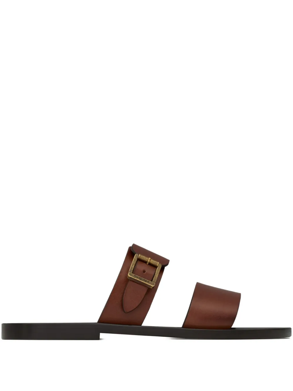 Saint Laurent Buckle-fastening Leather Sandals In Brown