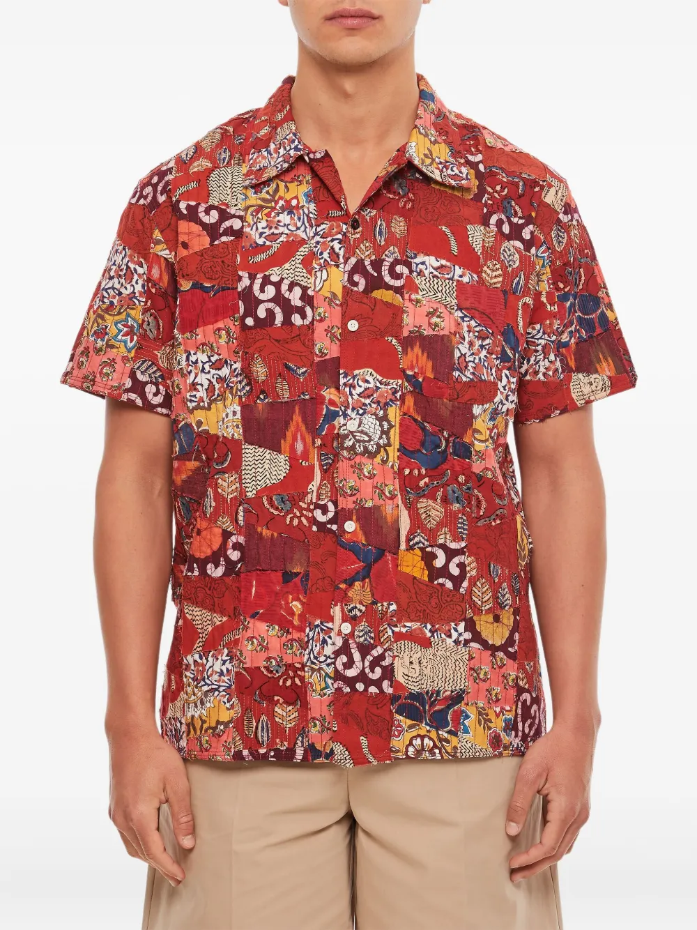 KARDO patchwork button-closure shirt | Red | Image 1
