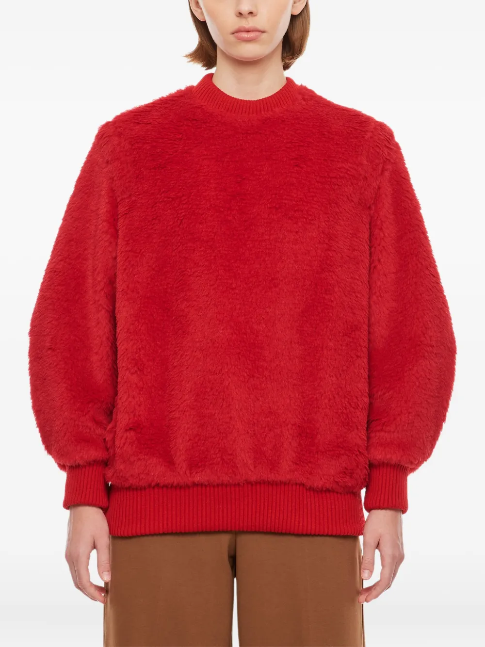 Max Mara teddy-textured crew-neck sweater - レッド Max Mara teddy-textured crew-neck sweater - レッド