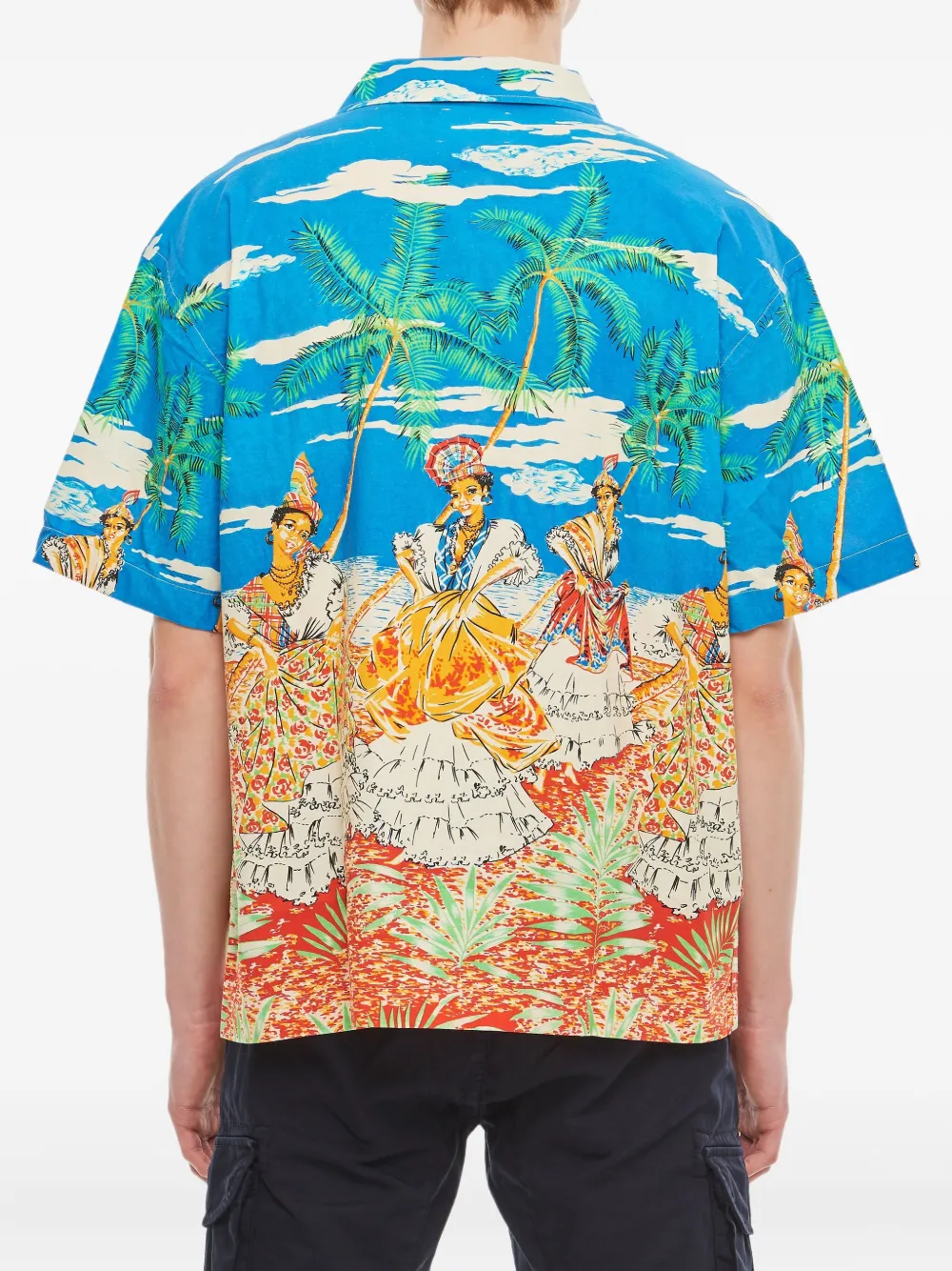 President's Palm-tree Print Short-sleeved Shirt In Blue