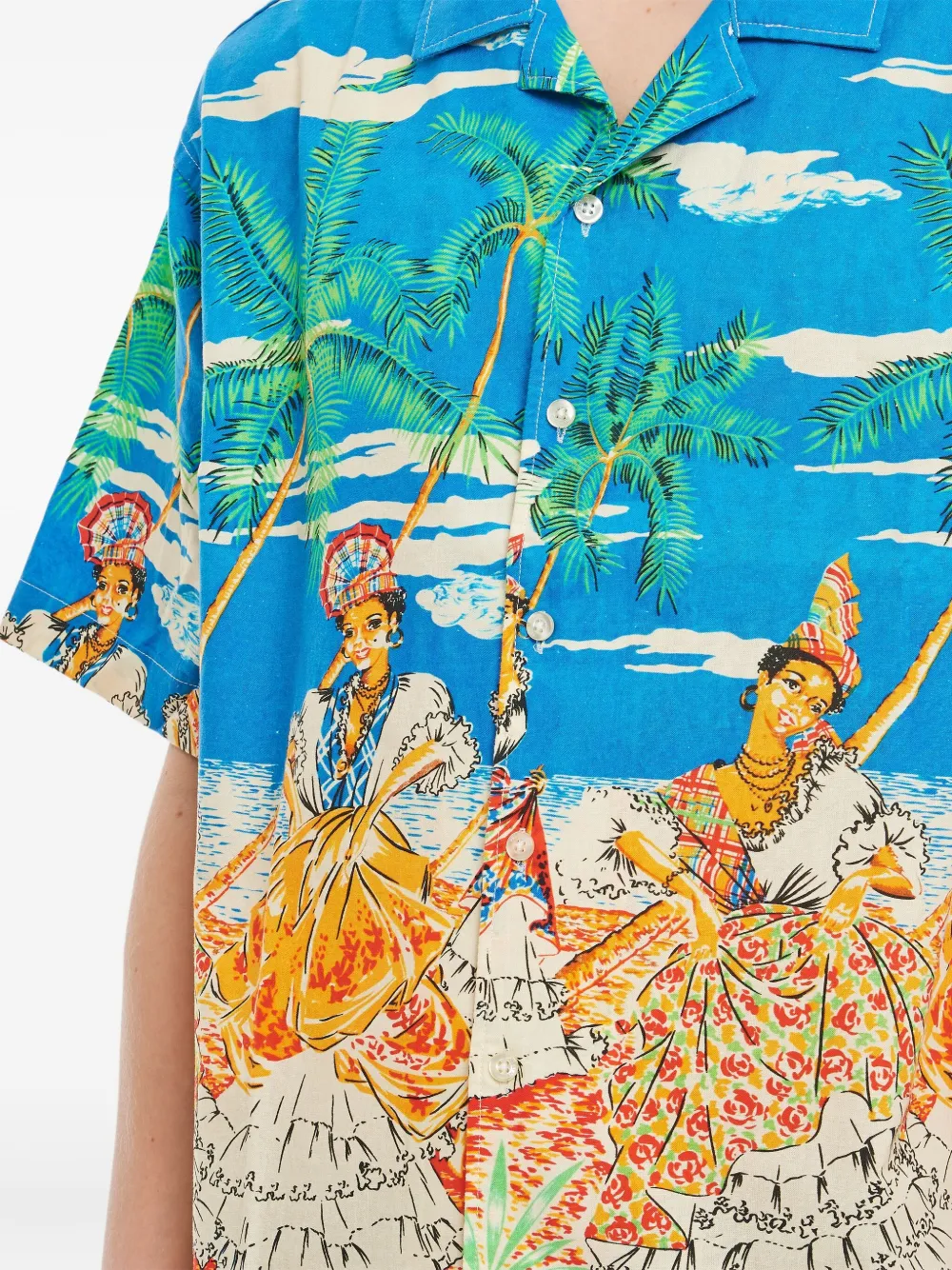 President's Palm-tree Print Short-sleeved Shirt In Blue