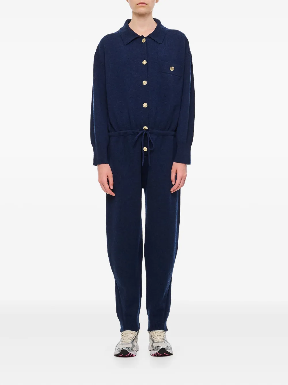 Barrie Jumpsuit met trekkoord en knoopsluiting Blauw