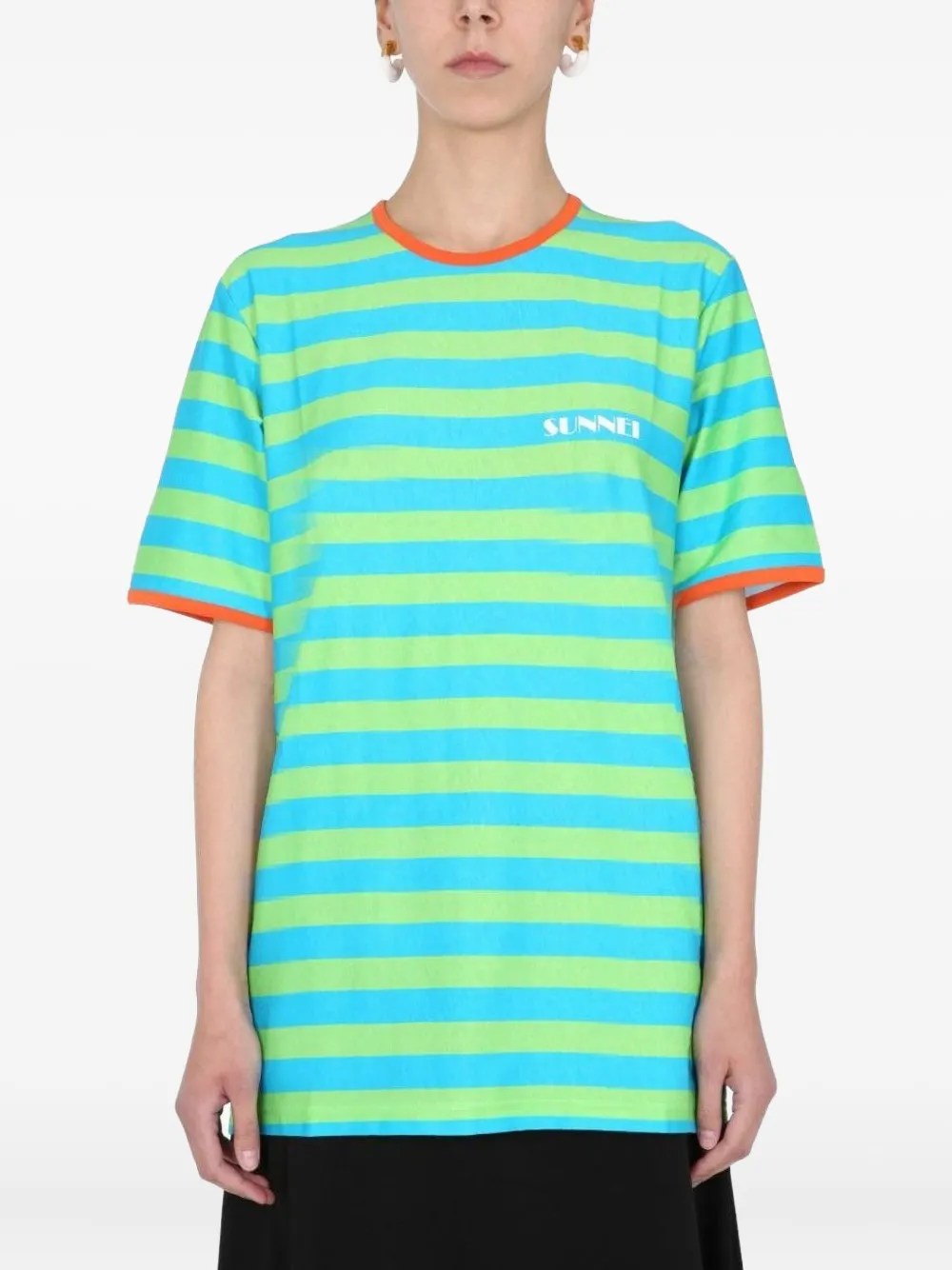 Sunnei X Biffi Striped Crew-neck T-shirt In Blue