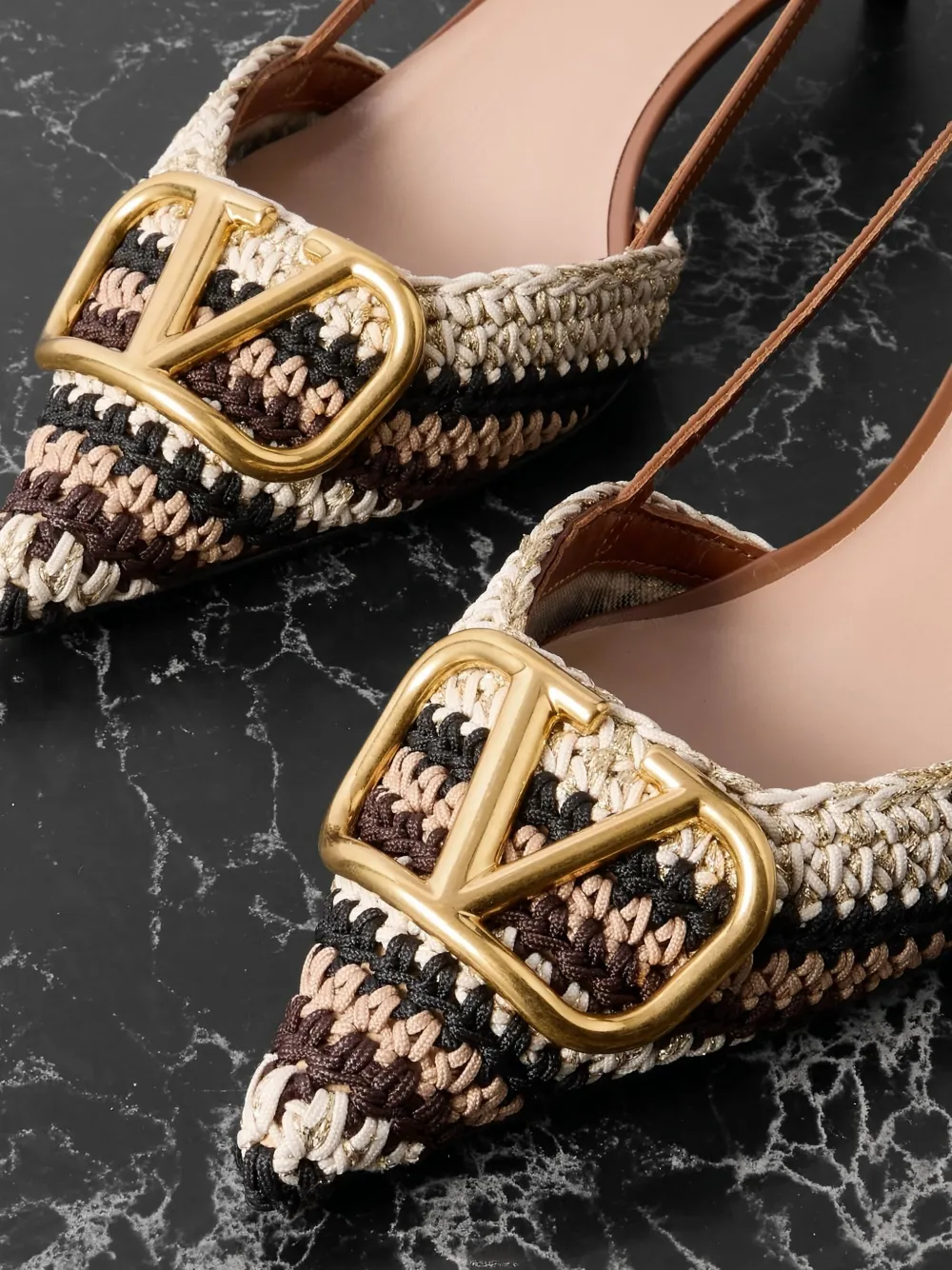 Valentino Vlogo Slingback Pumps In Brown