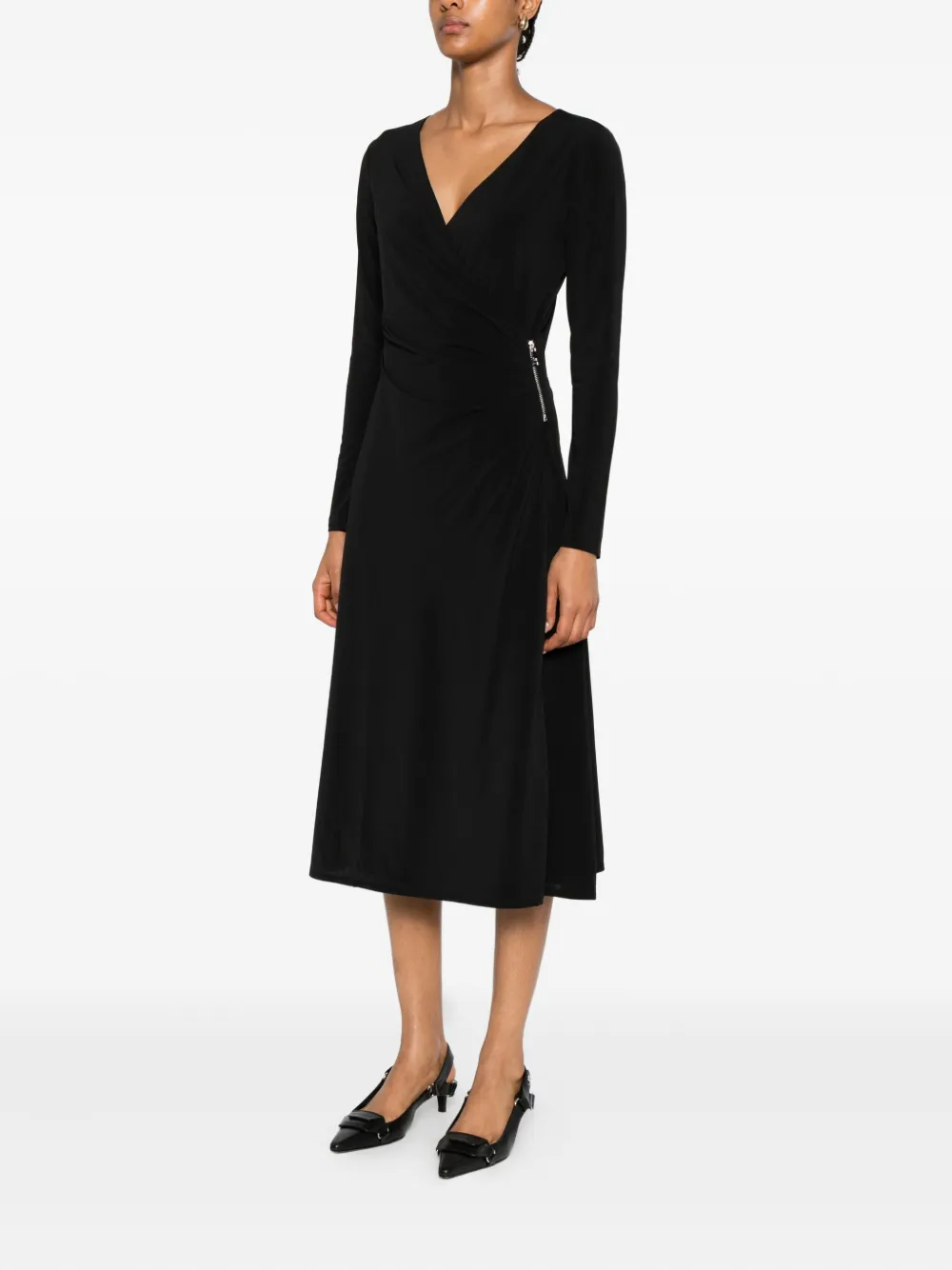 Karl Lagerfeld zip-detail wrap dress Zwart