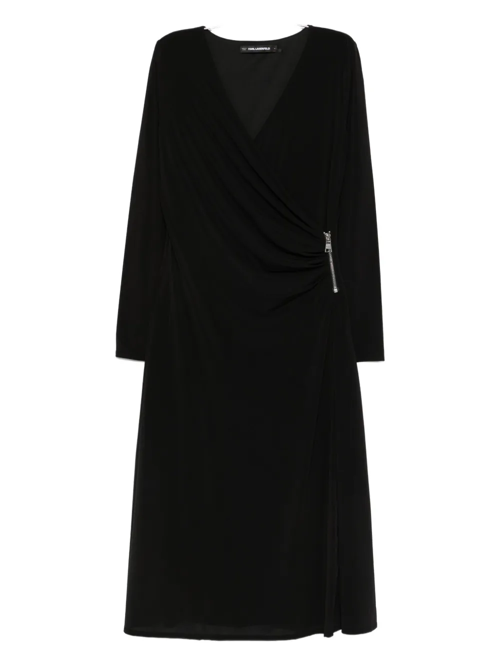 Karl Lagerfeld zip-detail wrap dress Zwart