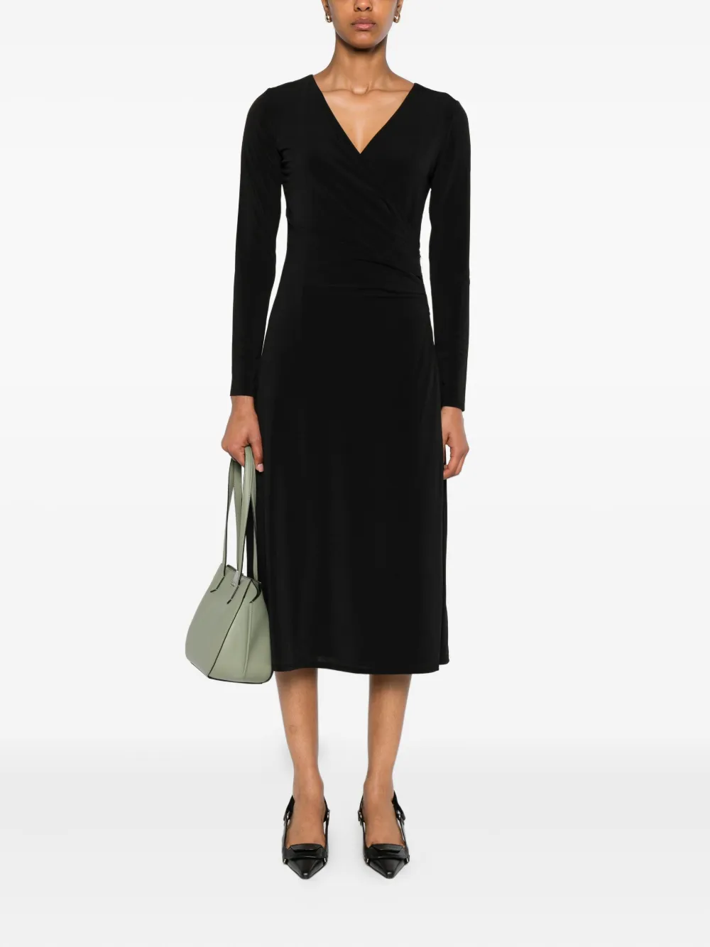 Karl Lagerfeld zip-detail wrap dress Zwart