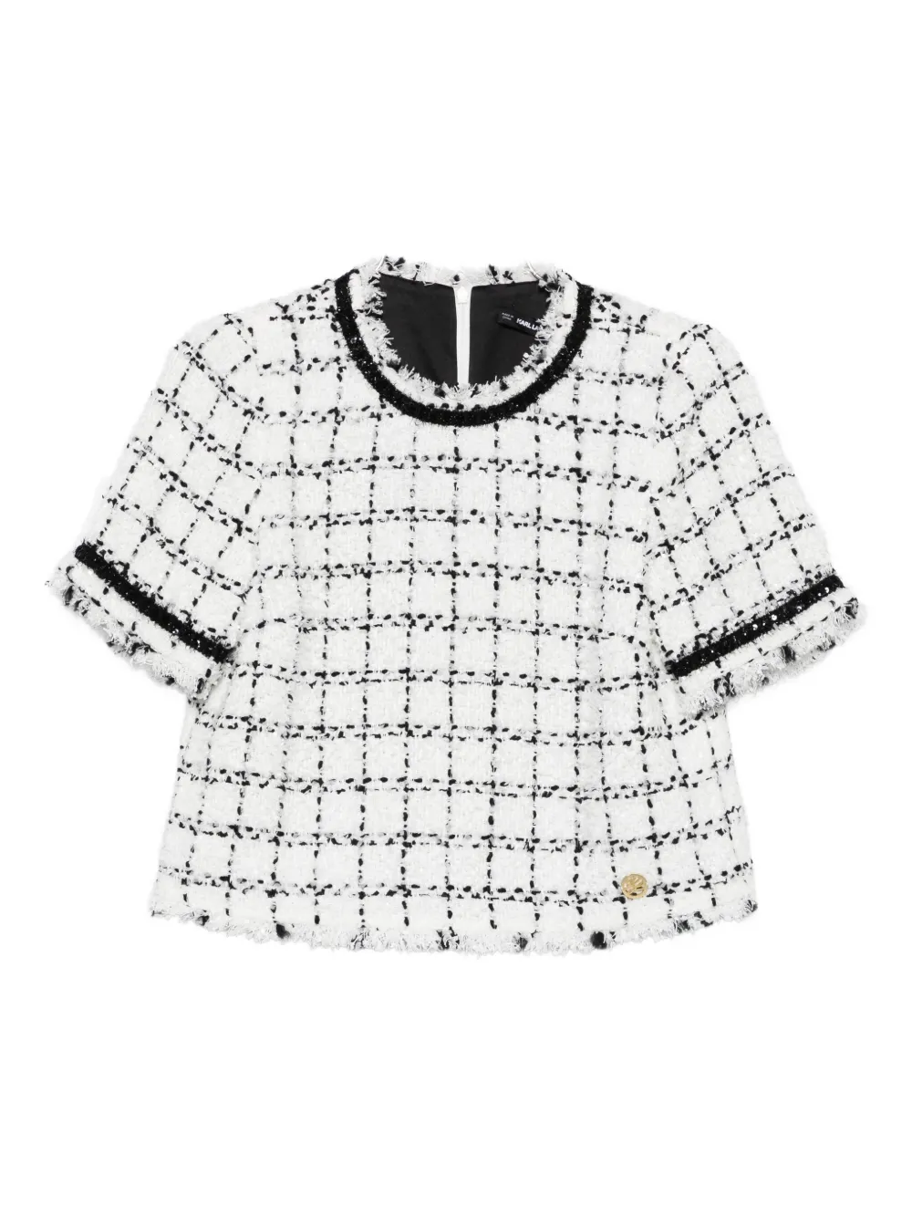 Karl Lagerfeld Tweed top met korte mouwen Wit