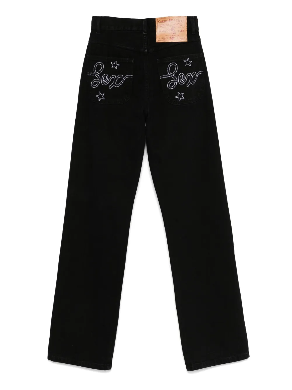 CARNE BOLLENTE Jeans met geborduurd detail - Zwart