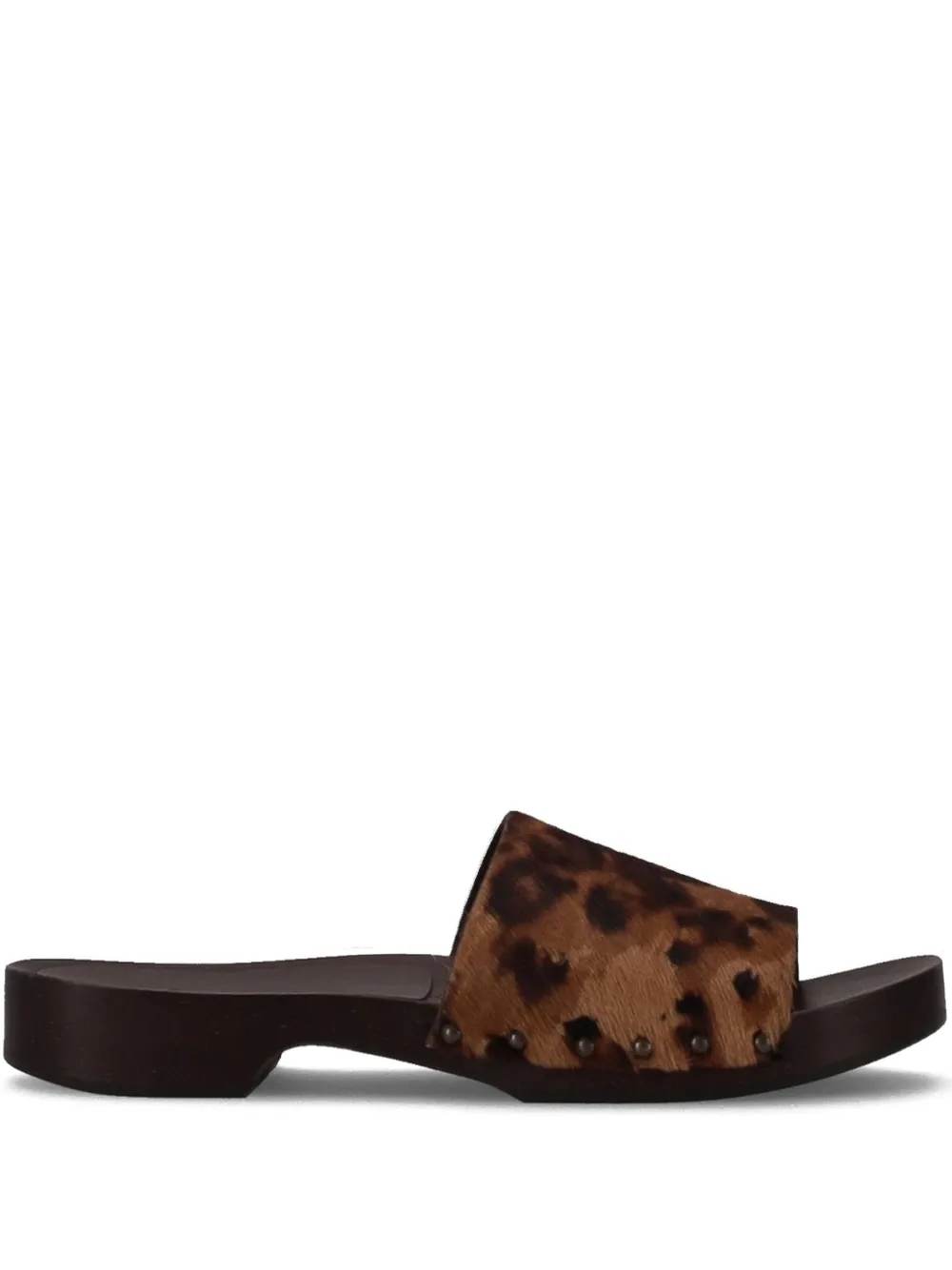 LA ROSE leopard-print leather sandals Brown