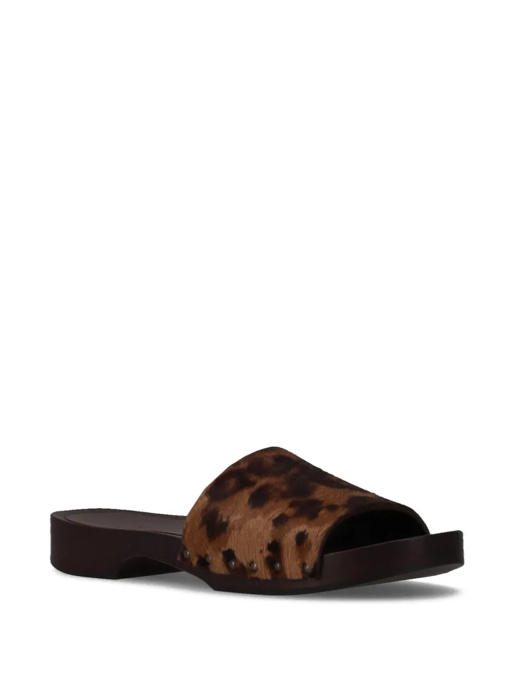 LA ROSE leopard-print leather sandals Brown