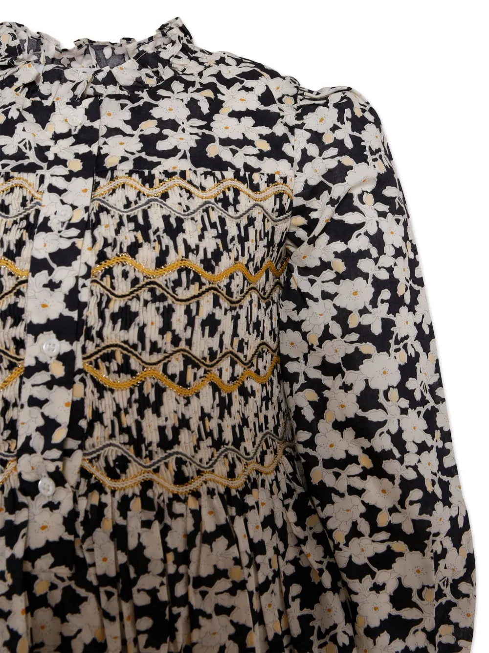 Bonpoint Katoenen jurk met bloemenprint Zwart