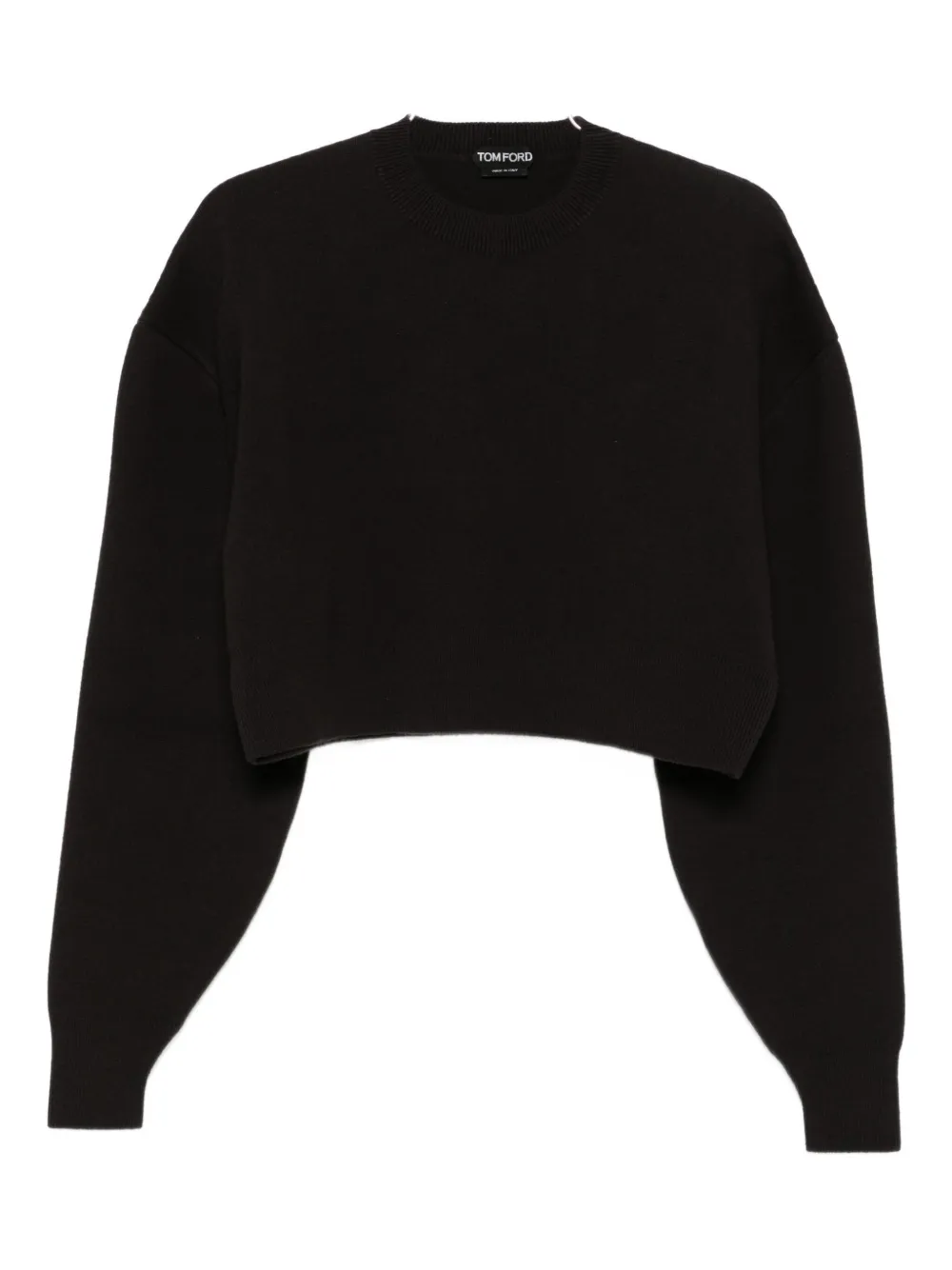 Tom Ford Round-neck Cropped Sweatshirt In Brown