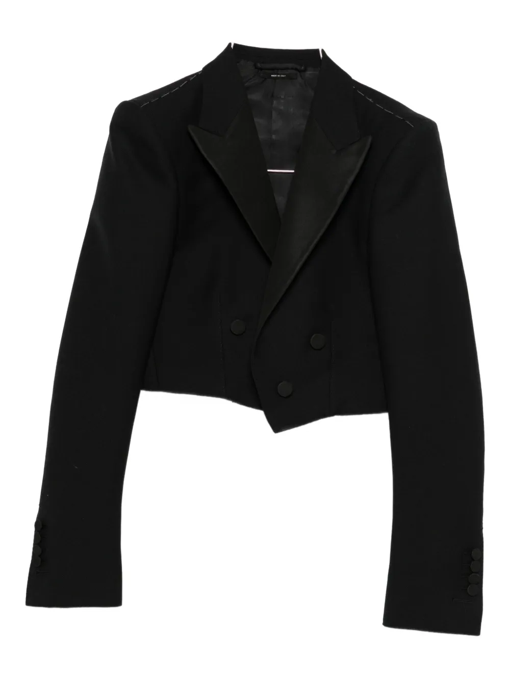 Tom Ford Double-breasted Cropped Blazer In Black