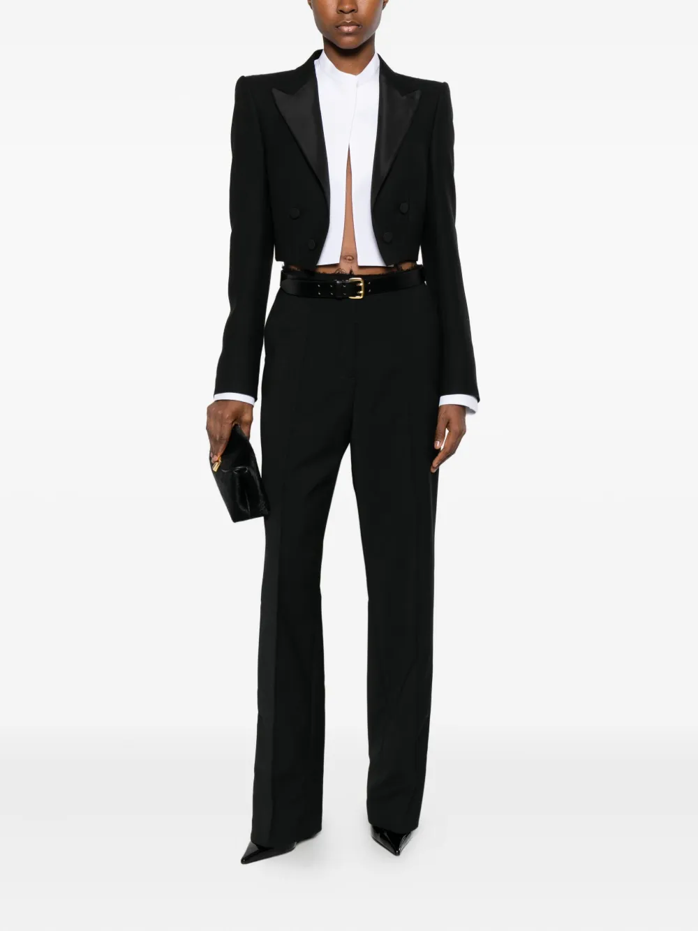 Tom Ford Double-breasted Cropped Blazer In Black