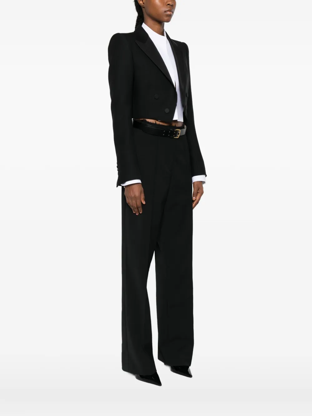 Tom Ford Double-breasted Cropped Blazer In Black