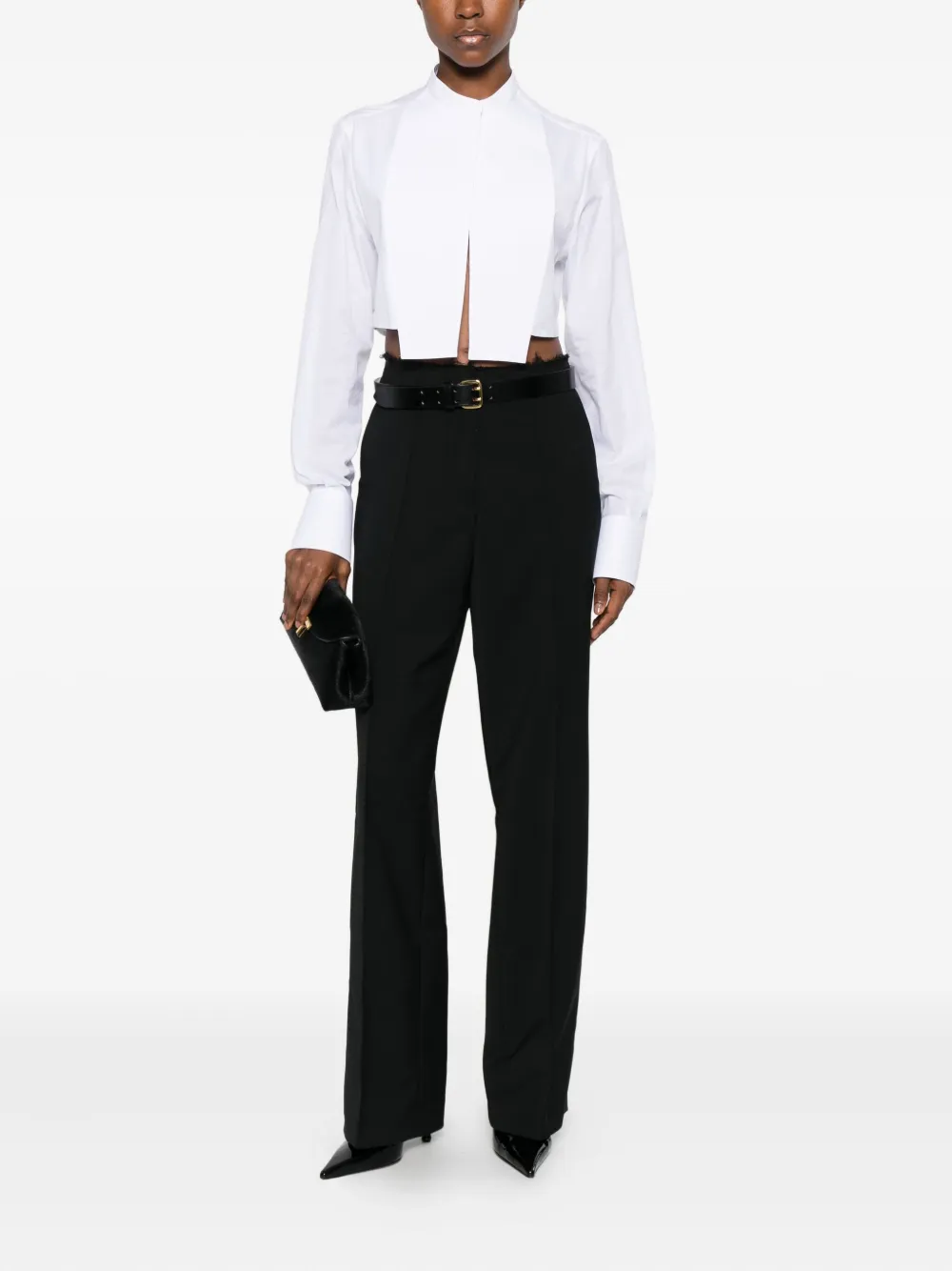 TOM FORD bib-collar cropped shirt - Wit