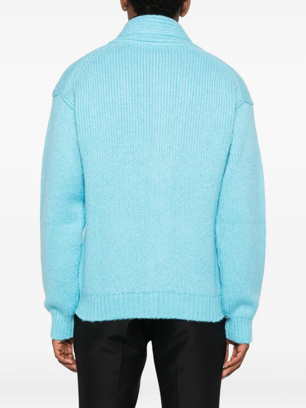 Tom Ford Mens Air Blue Shawl-collar Regular-fit Cashmere Cardigan In Blue